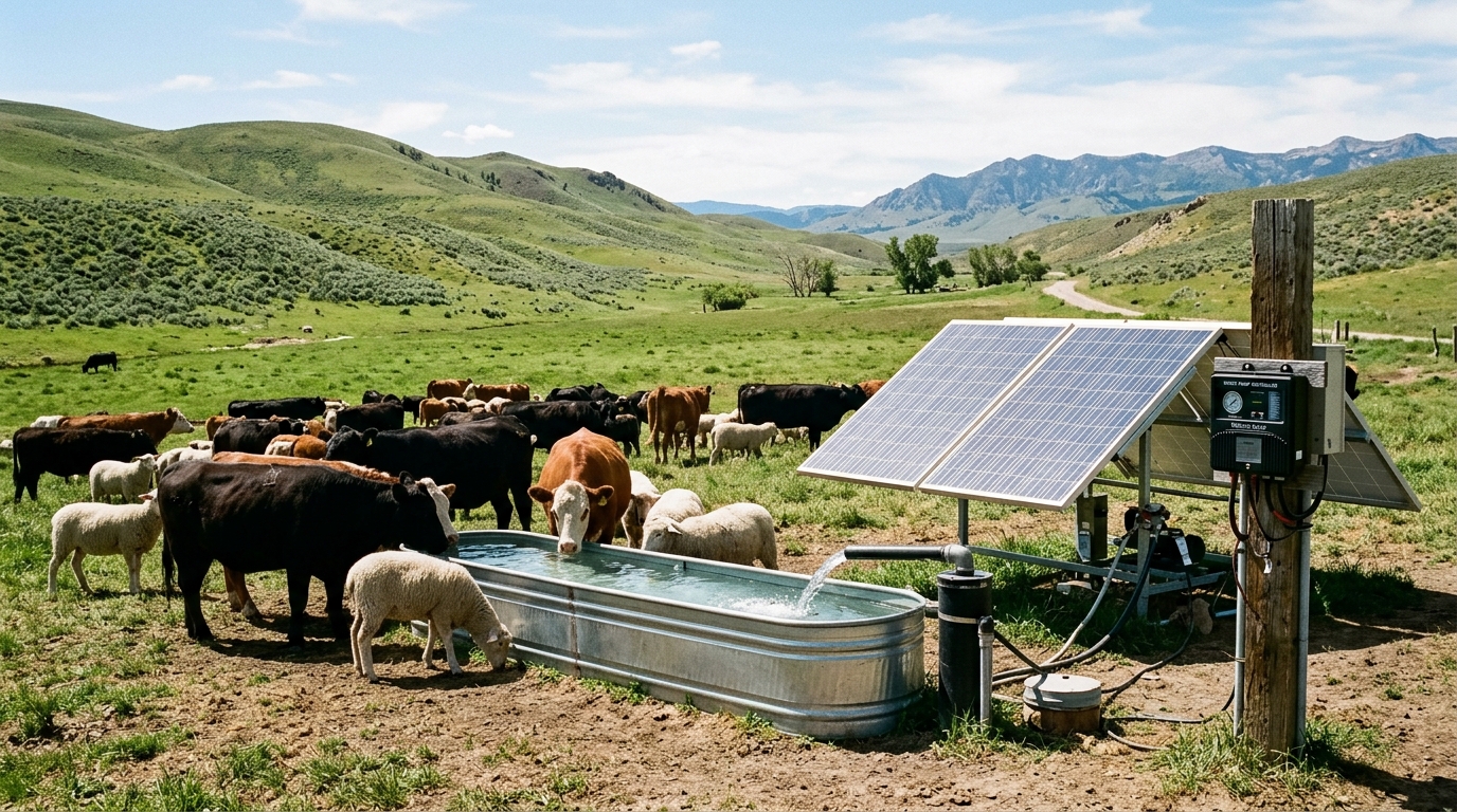 PV550 Solar Pump Inverter for Livestock Drinking Water — A Typical Off-grid Ranch Scenario